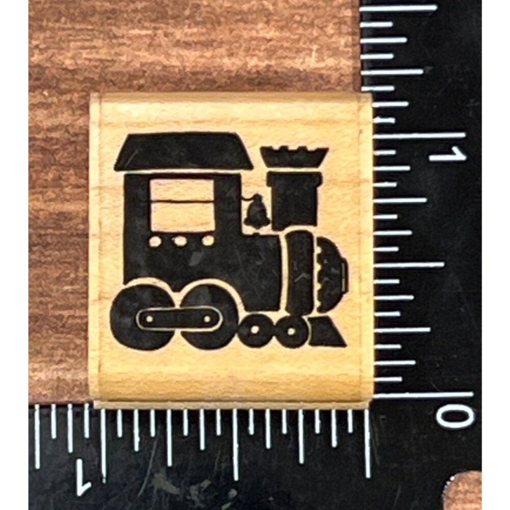 RARE JRL DESIGN DOTS B380 LOCOMOTIVE TRAIN MINI WOOD MOUNTED RUBBER STAMP
